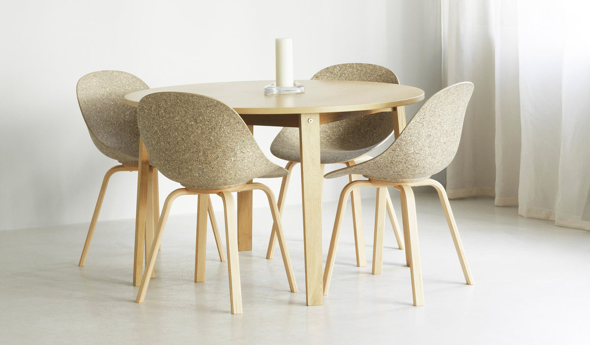 Mat Chair by Normann Copenhagen, showing mat chairs in live shot.
