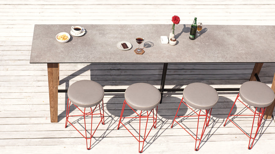 Match Round Bar Stool by Mamagreen, showing match round bar stools in live shot.