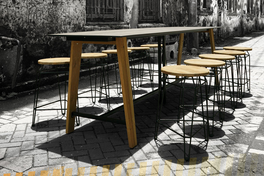 Match Round Bar Stool by Mamagreen, showing match round bar stools in live shot.