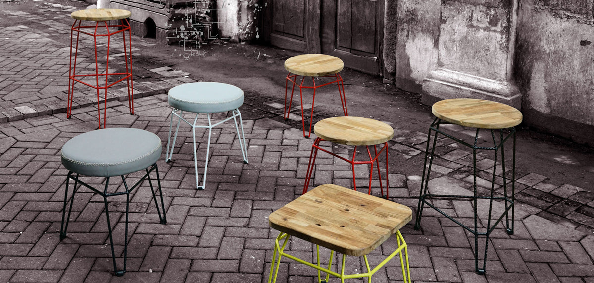 Match Round Counter Stool by Mamagreen, showing match round counter stools in live shot.