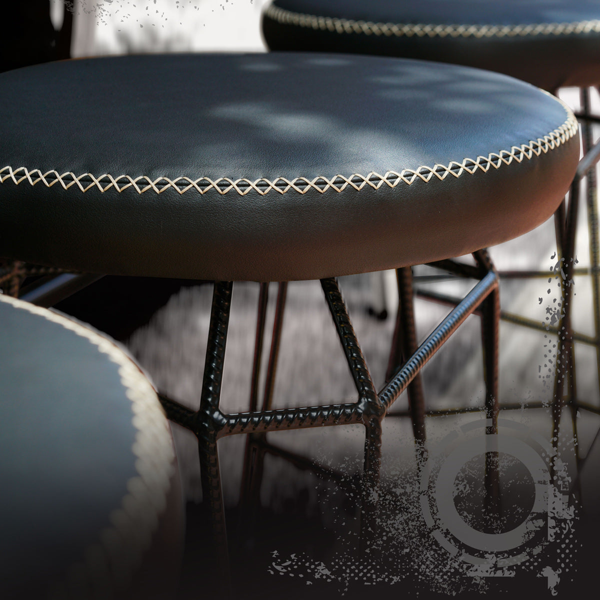 Match Round Counter Stool by Mamagreen, showing closeup view of match round counter stools in live shot.