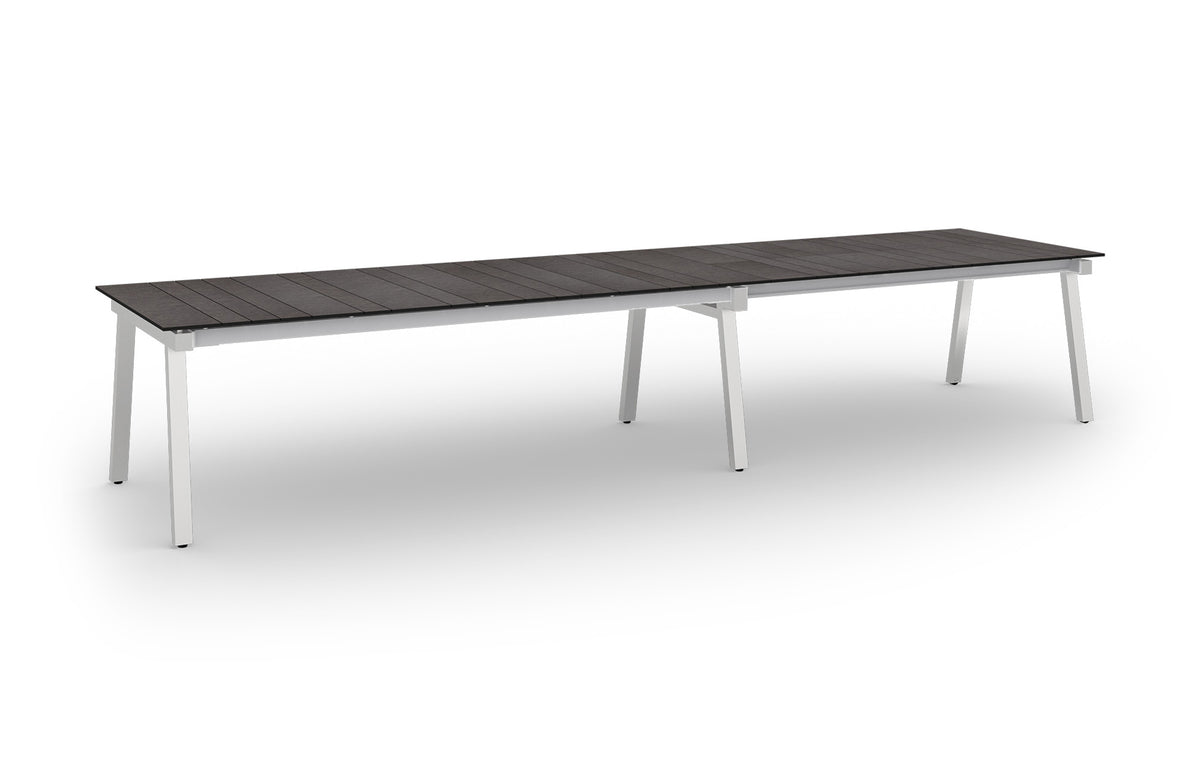 Maxximus HPL Extension Dining Table by Mamagreen - 96.5"-120"-143"-166.5"(Extendable), Hairline 304 Stainless Steel, Slate HPL.