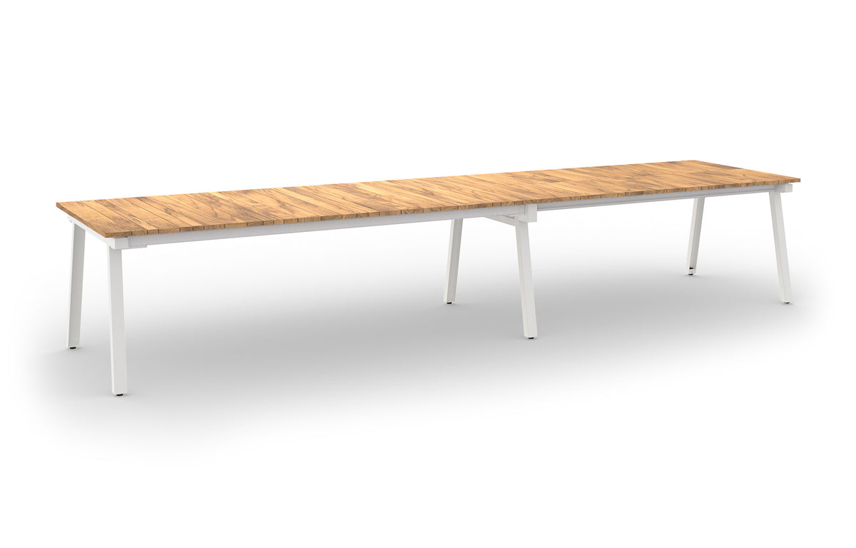 Maxximus Teak Extension Dining Table by Mamagreen - 96.5"-120"-143"-166.5"(Extendable), Cotton Ultra Durable Galvanized Steel, Smooth Sanded Premium Teak Wood.