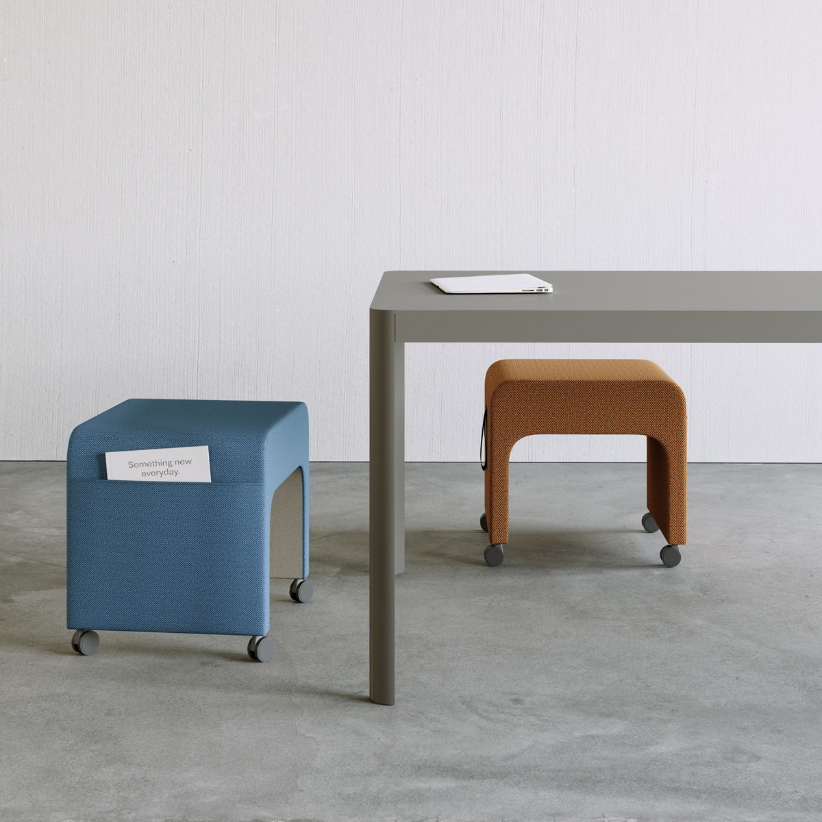 May Mobile Stool by B&T, showing may mobile stools in live shot.