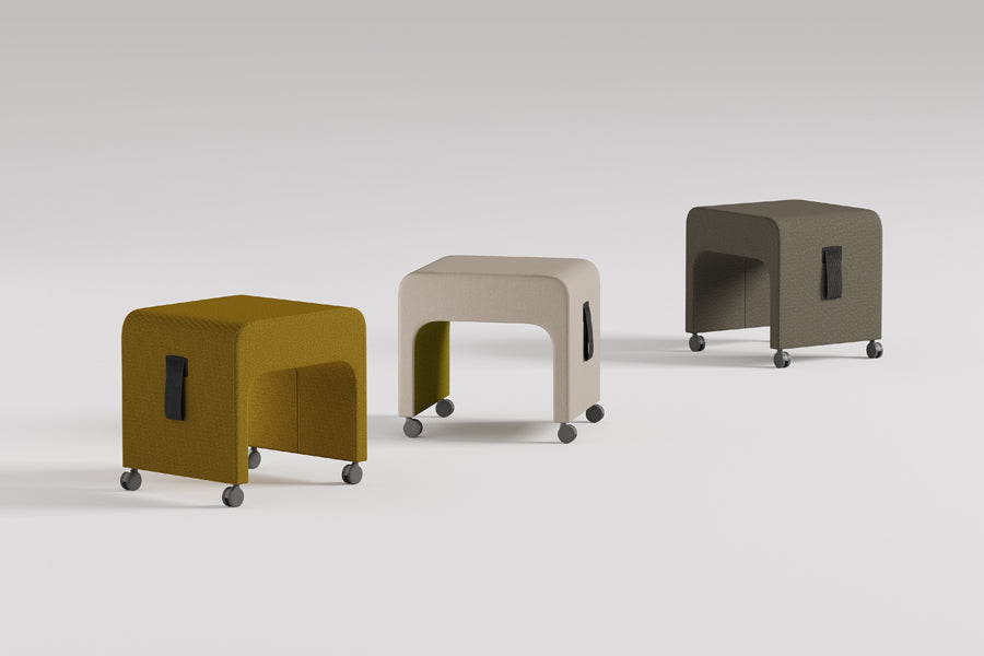 May Mobile Stool by B&T, showing may mobile stools in live shot.
