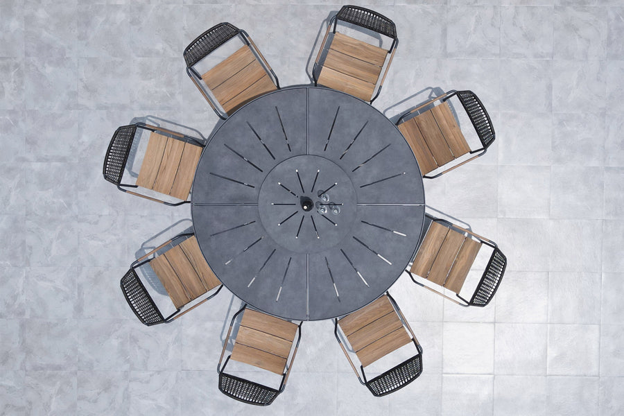 Meika Round Table with Rotating Tray by Mamagreen, showing meika round table with rotating tray in live shot.