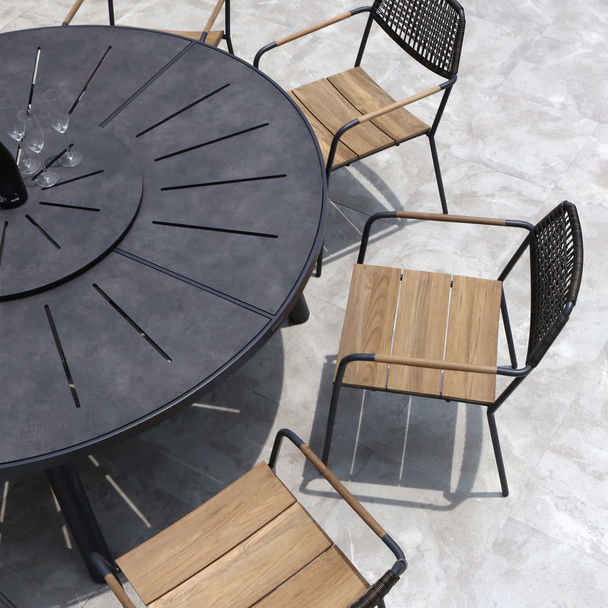 Meika Round Table with Rotating Tray by Mamagreen, showing closeup view of meika round table with rotating tray in live shot.
