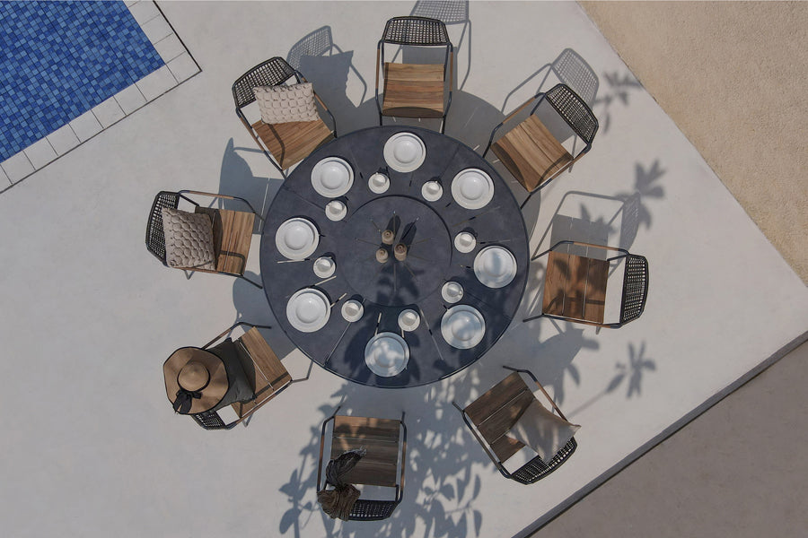Meika Round Table with Rotating Tray by Mamagreen, showing meika round table with rotating tray in live shot.