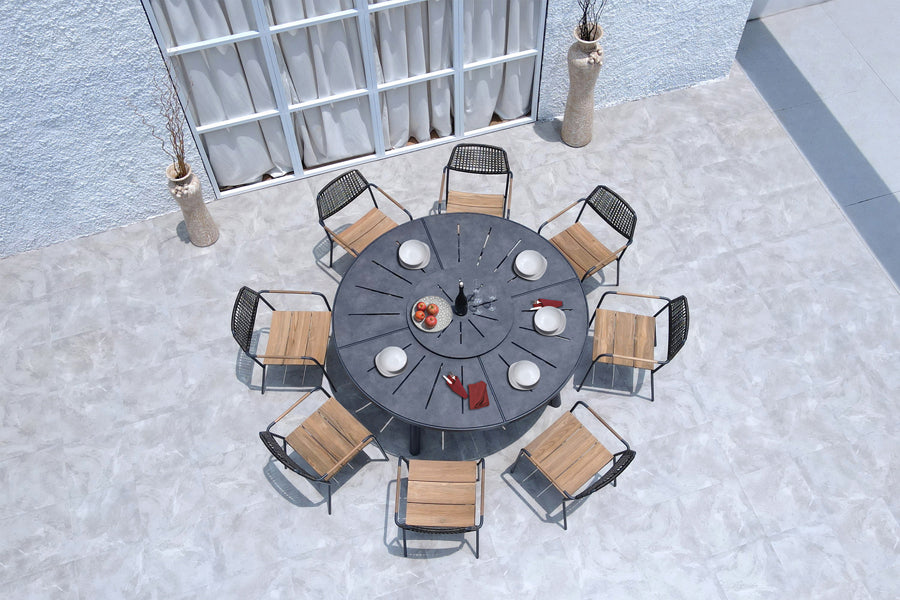 Meika Round Table with Rotating Tray by Mamagreen, showing meika round table with rotating tray in live shot.