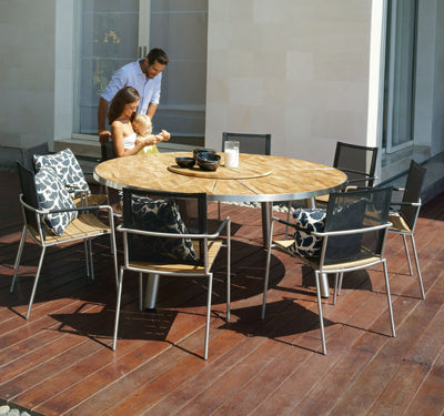 Meika Round Table with Rotating Tray by Mamagreen, showing meika round table with rotating tray in live shot.