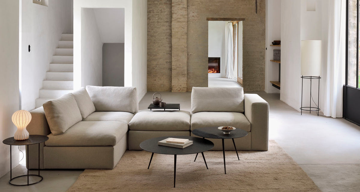 Mellow Sofa by Ethnicraft, showing mellow sofa in live shot.