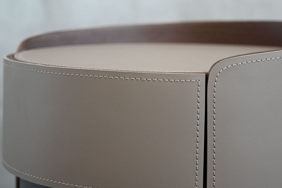 Merc Round Side Table by Mobital, showing closeup view of merc round side table.