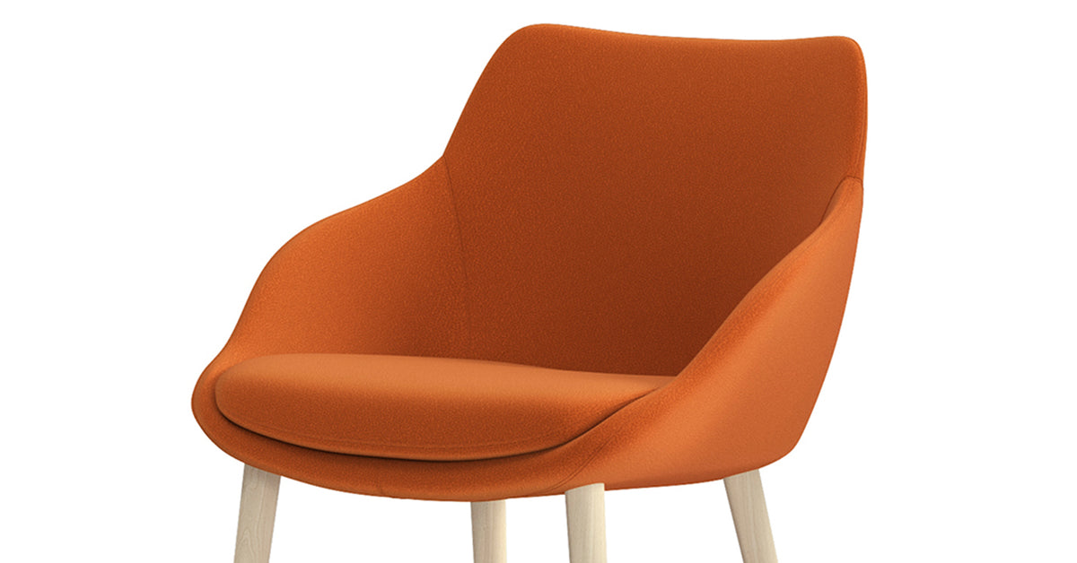 Metropolitan Armchair by Kollektiff, showing closeup view of metropolitan armchair in natural varnished beech wood.