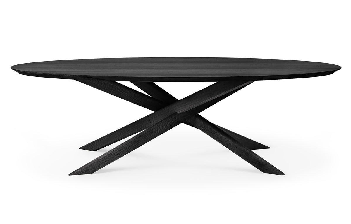 Mikado Oak Dining Table by Ethnicraft - Oak Black, 105" x 54" Oval.