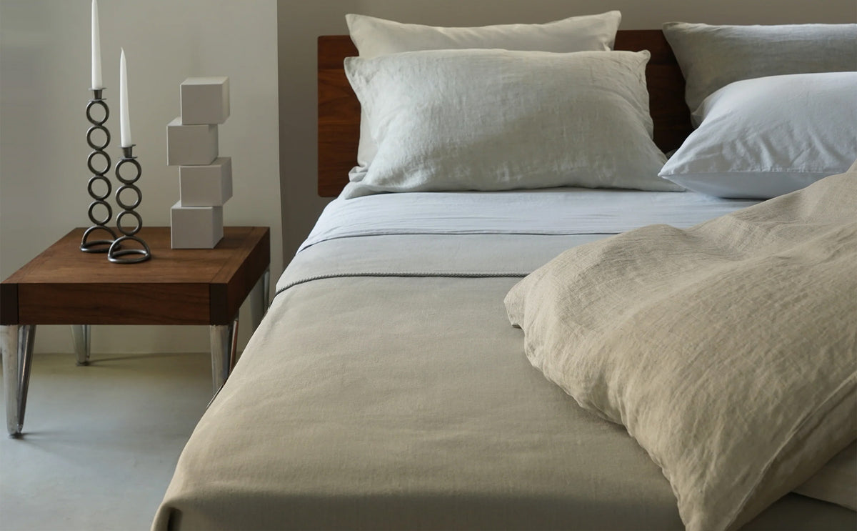 Miller Bedding Collection by Area, showing closeup view of miller bedding collection in live shot.