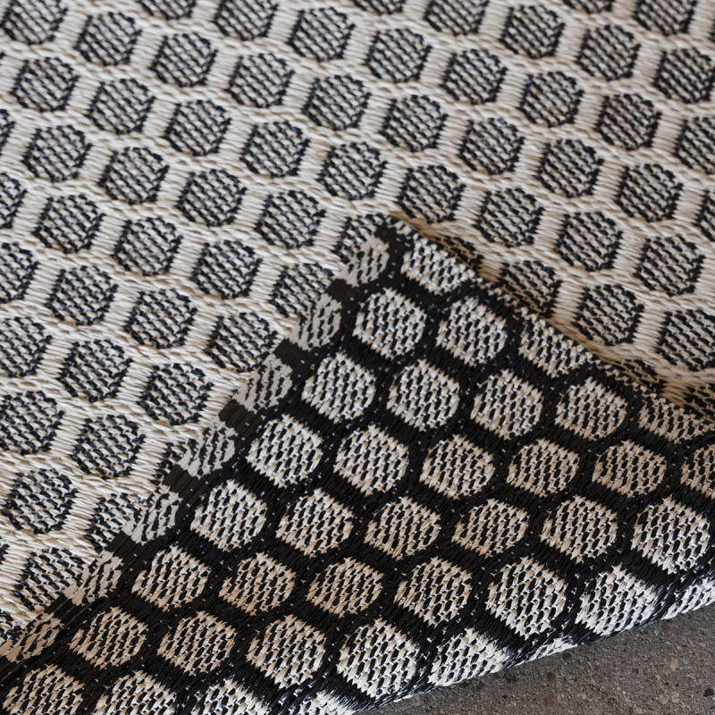 MIMI Black Runner Rug by Pappelina, showing closeup view of mimi black runner rug.