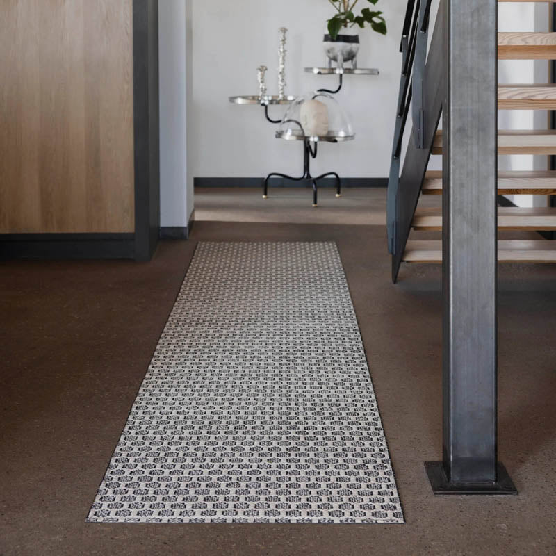 MIMI Black Runner Rug by Pappelina, showing mimi black runner rug in live shot.