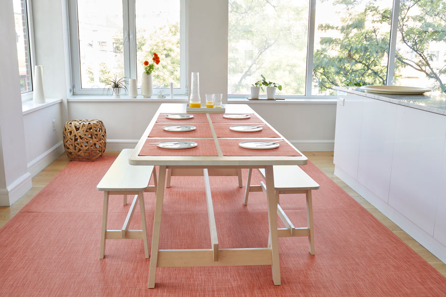 Mini Basketweave Rectangle Large Rug by Chilewich, showing mini basketweave rectangle large rug in live shot.