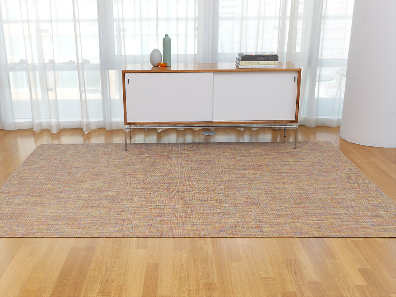 Mini Basketweave Round Large Rug by Chilewich, showing mini basketweave round large rug in live shot.