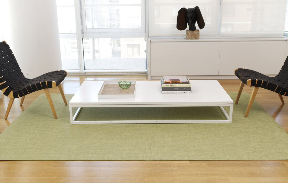 Mini Basketweave Round Large Rug by Chilewich, showing mini basketweave round large rug in live shot.