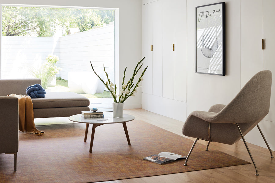 Mini Basketweave Square Large Rug by Chilewich, showing mini basketweave square large rug in live shot.