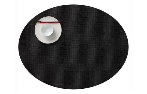 Mini Basketweave Tabletop by Chilewich - Oval, Black Mini Weave.