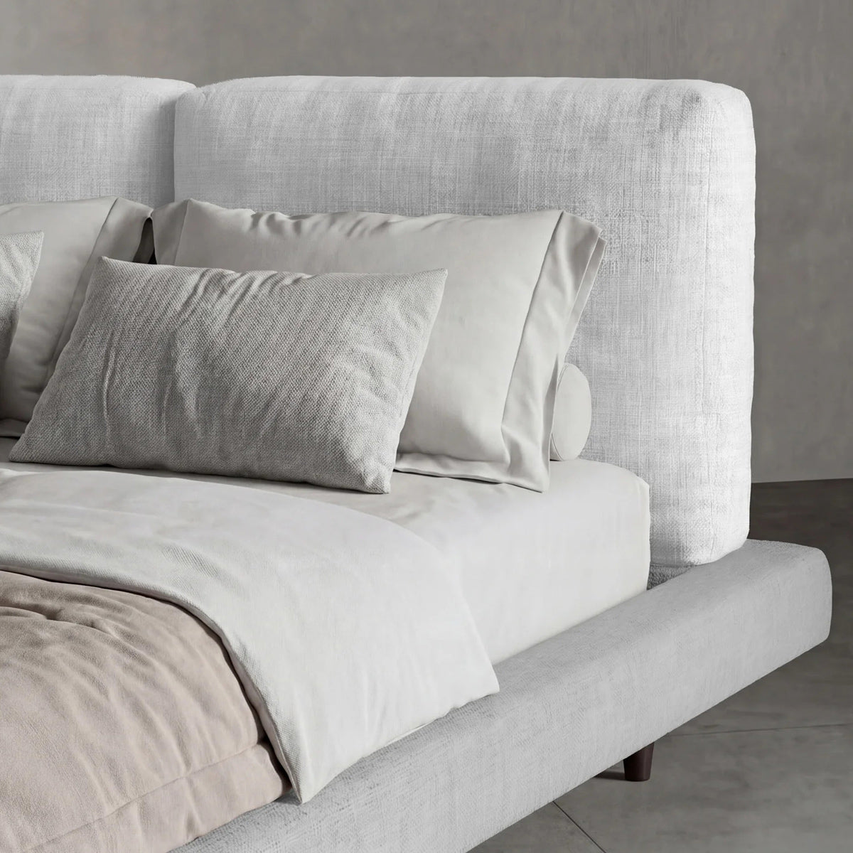 Mirel Bed by Viesso, showing closeup view of mirel bed in live shot.