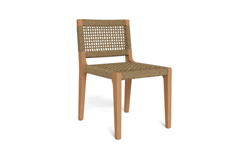 MLB Armless Dining Chair by Harbour - Natural Teak/Twisted Resin Rope.