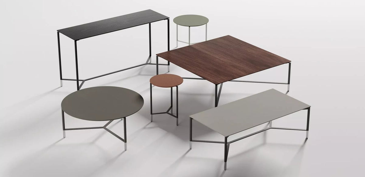 Modest Side Table by B&T, showing modest side tables in live shot.