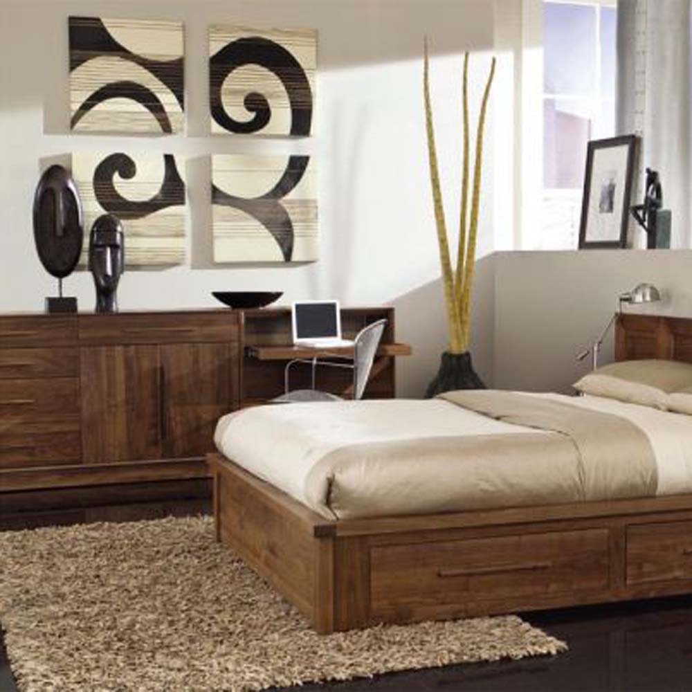 Moduluxe 35"H with Panel Headboard Bedroom Collection - Queen by Copeland Furniture, showing moduluxe 35"H with panel headboard bedroom collection - queen in live shot.
