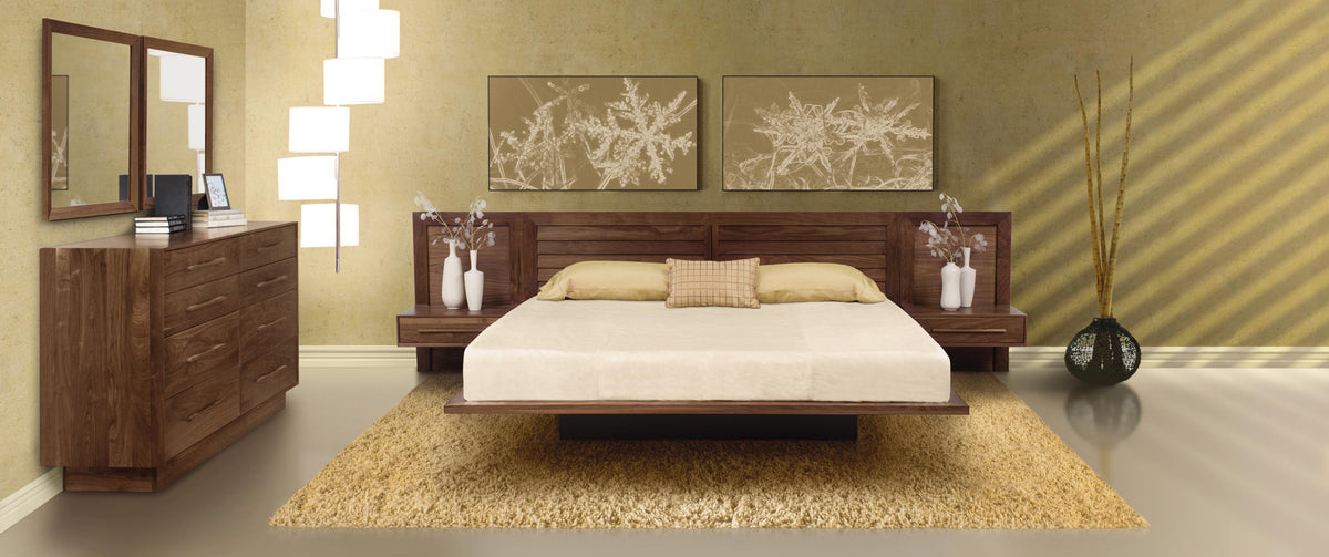 Moduluxe 29"H with Clapboard Headboard Bedroom Collection - Queen by Copeland Furniture, showing moduluxe 29"H with clapboard headboard bedroom collection - queen in live shot.