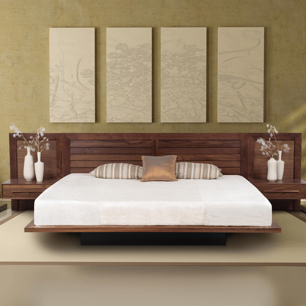 Moduluxe 29"H with Clapboard Headboard Bedroom Collection - Queen by Copeland Furniture, showing moduluxe 29"H with clapboard headboard bedroom collection - queen in live shot.