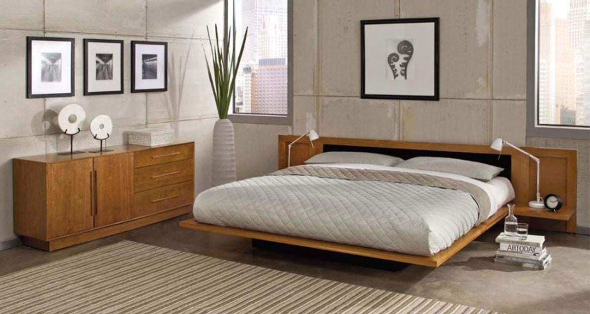 Moduluxe 35" H Bed With Upholstered Headboard - Queen by Copeland Furniture, showing moduluxe 35" h bed with upholstered headboard - queen in live shot.