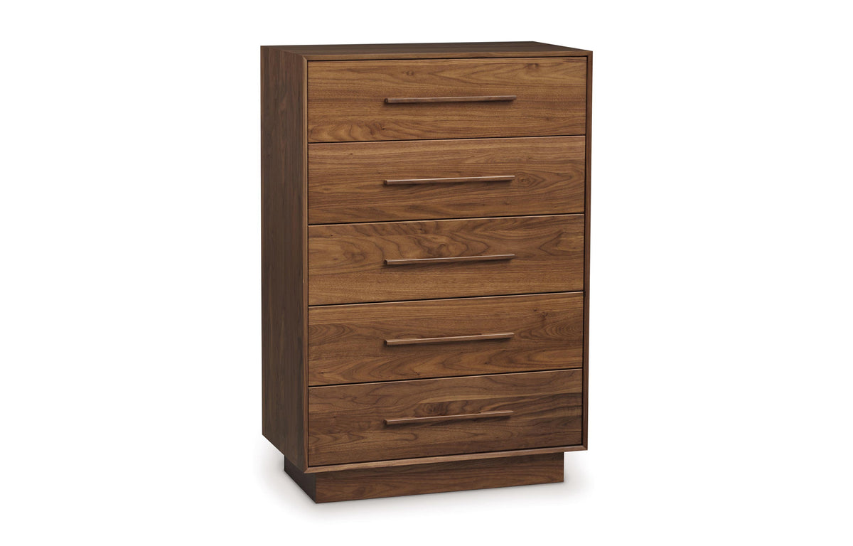 Moduluxe Dresser by Copeland Furniture - 5 Drawers Wide Chest, Natural Walnut.