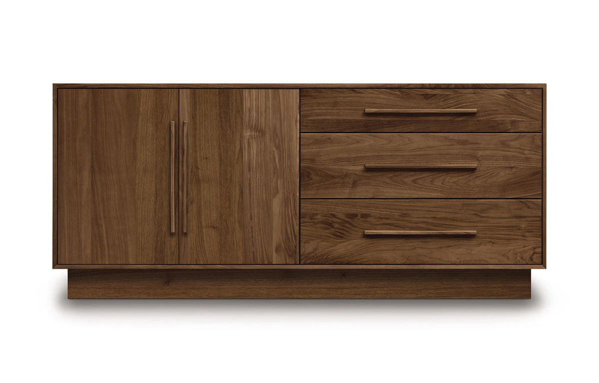 Moduluxe Dresser by Copeland Furniture - 29" High Cases (3 Drawers Right/2 Doors/Left Dresser), Natural Walnut.