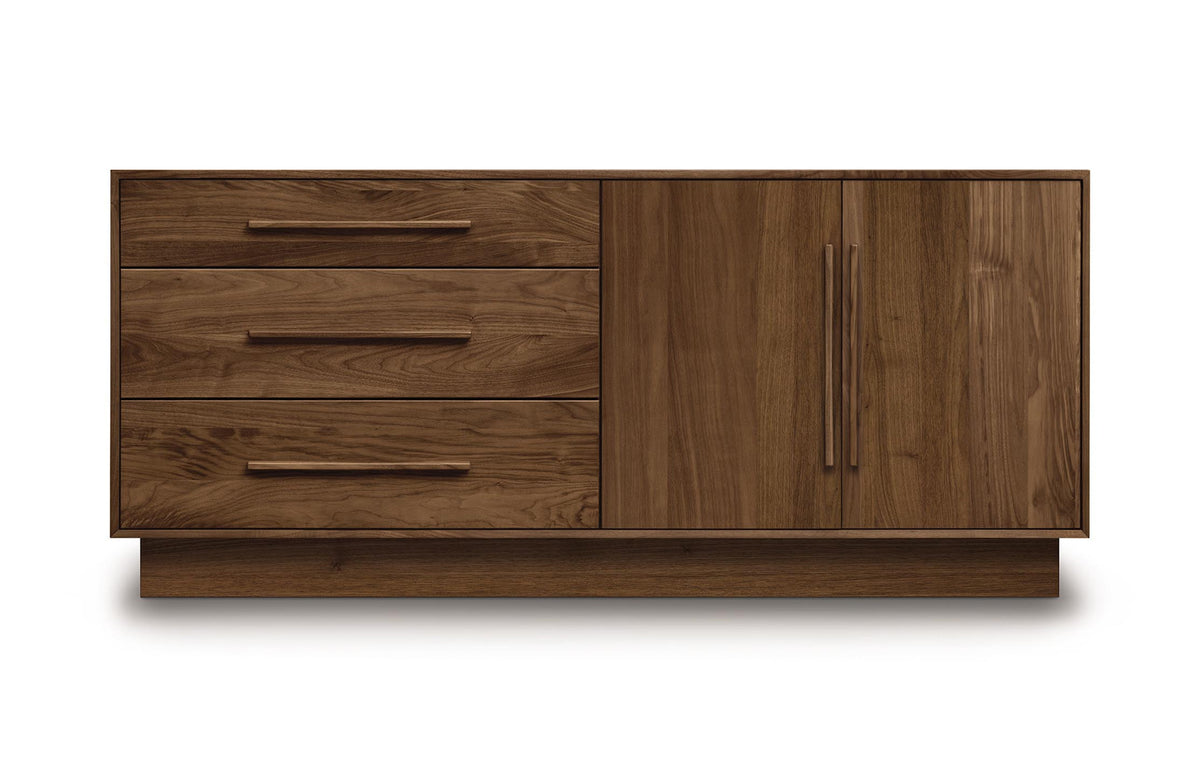 Moduluxe Dresser by Copeland Furniture - 29" High Cases (3 Drawers Left/2 Doors/Right Dresser), Natural Walnut.