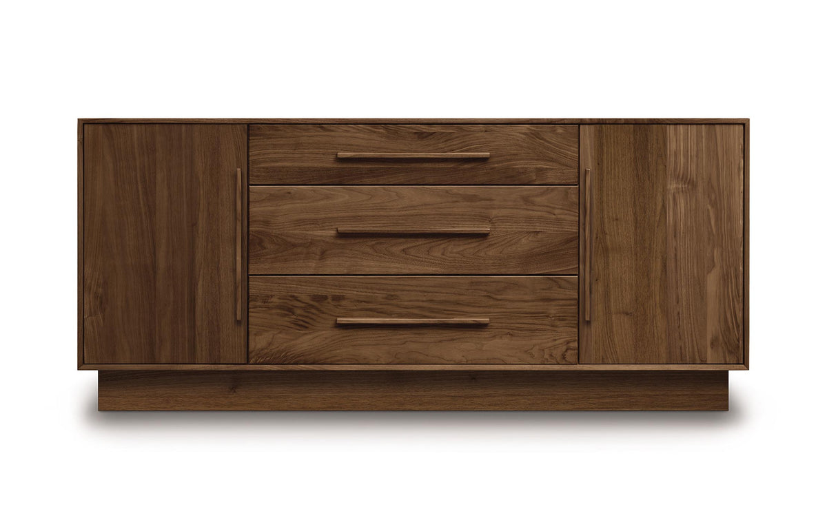 Moduluxe Dresser by Copeland Furniture - 29" High Case (1 Door on Either Side/3 Drawers Dresser), Natural Walnut.