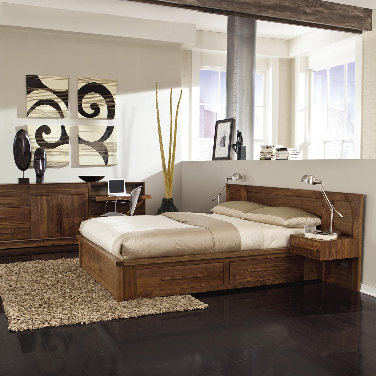 Moduluxe Nightstand by Copeland Furniture, showing moduluxe nightstands in live shot.