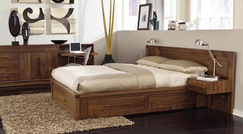 Moduluxe Storage 35"H with Clapboard Headboard Bedroom Collection - King by Copeland Furniture, showing moduluxe storage 35"h with clapboard headboard bedroom collection - king in live shot.