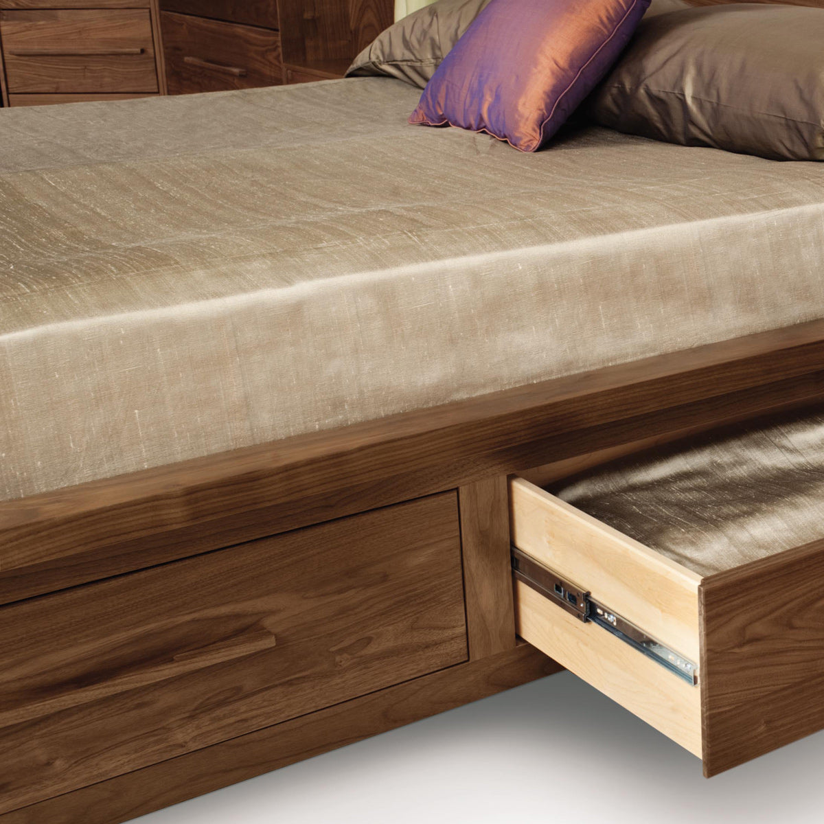Moduluxe Storage 35"H with Clapboard Headboard Bedroom Collection - King by Copeland Furniture, showing closeup view of moduluxe storage 35"h with clapboard headboard bedroom collection - king in live shot.