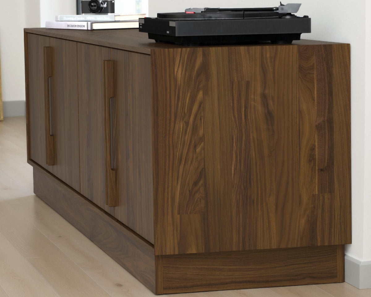 Moduluxe Wide 4 Door Storage Console by Copeland Furniture, showing moduluxe wide 4 door storage console in live shot.