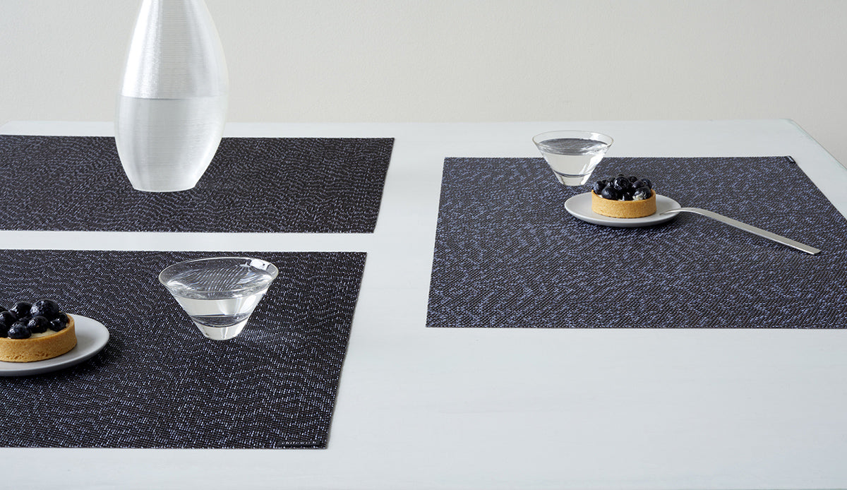 Moire Tabletop Placemat by Chilewich, showing closeup view of moire tabletop placemats in live shot.
