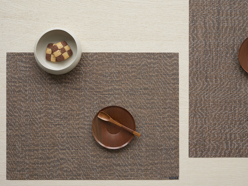 Moire Tabletop Placemat by Chilewich, showing closeup view of moire tabletop placemats in live shot.