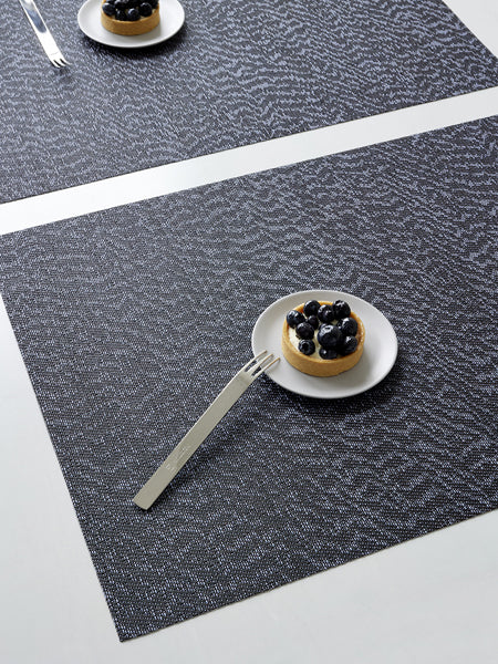 Moire Tabletop Placemat by Chilewich, showing closeup view of moire tabletop placemats in live shot.