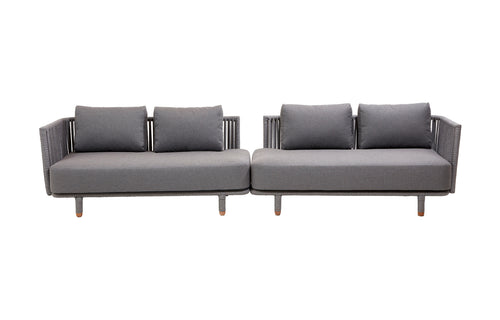 Moments Lounge Configuration by Cane-Line - Configuration 1/Grey Soft Rope/Grey AirTouch Cushion Set.