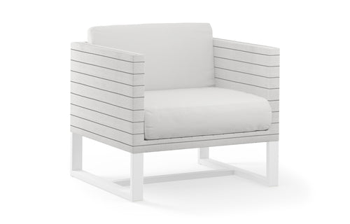 Mono 1-Seater by Mamagreen - Sand Category A, Pinstripe Sand Twitchell Leisuretex Upholstery, Canvas Sunbrella Category E.