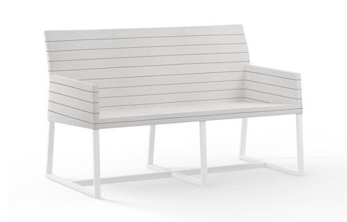 Mono Casual Loveseat by Mamagreen - White Sand Aluminum, Pinstripe Sand Twitchell Leisuretex Upholstery.