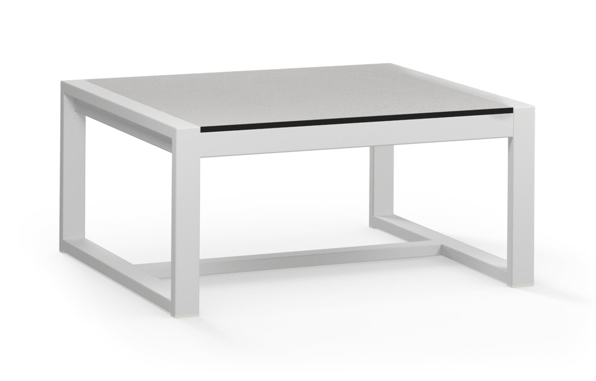 Mono HPL Low Coffee Table by Mamagreen - 28.5" x 28.5", White Sand Aluminum, Alpes White HPL.