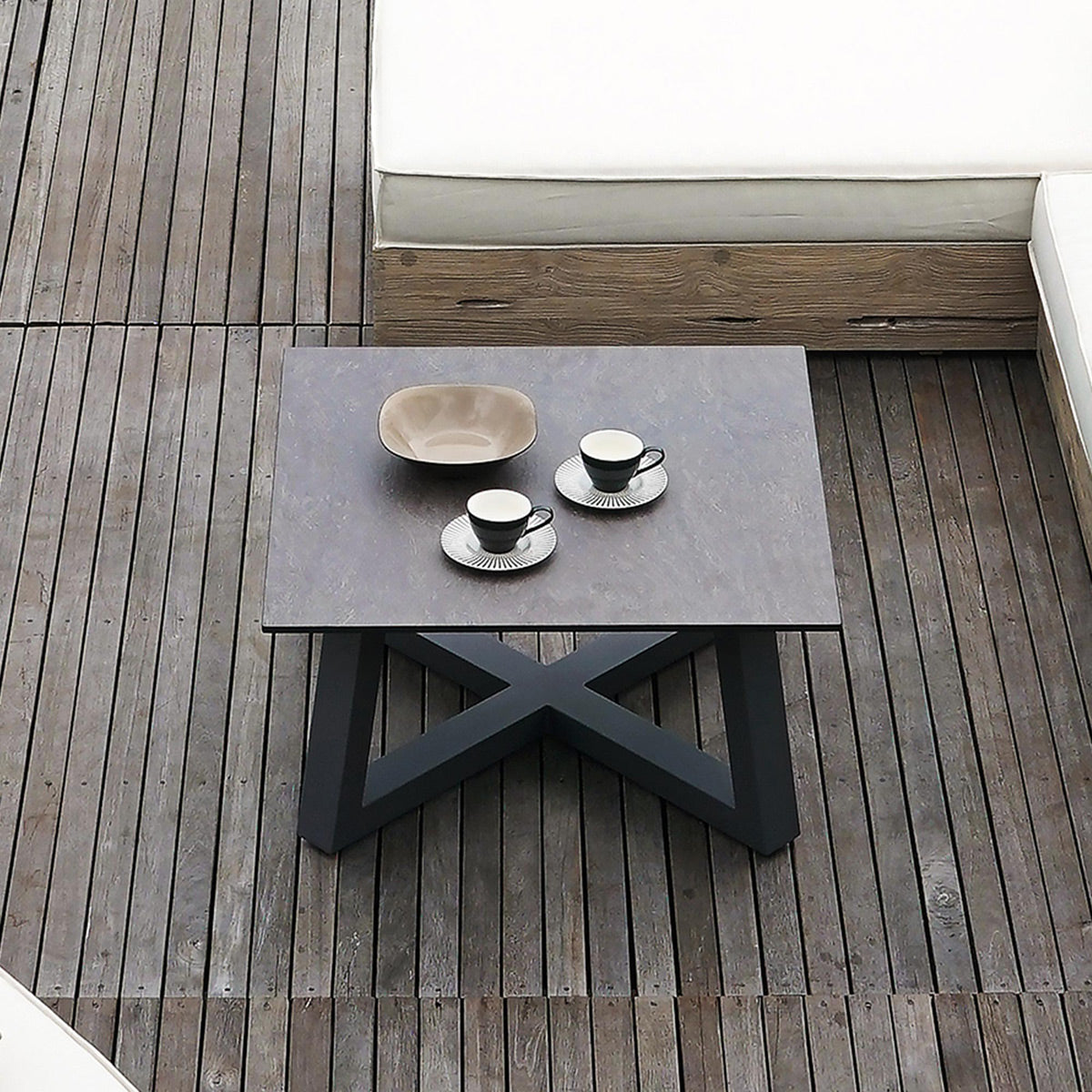 Mono HPL Square Lounge Table by Mamagreen, showing mono hpl square lounge table in live shot.
