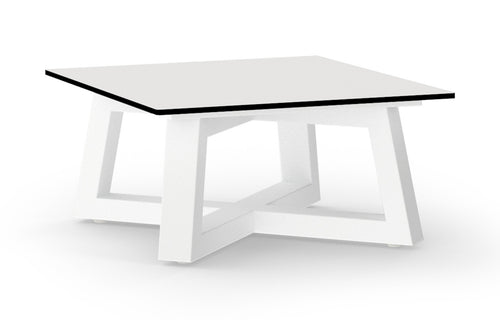 Mono HPL Square Lounge Table by Mamagreen - Small, White Sand Aluminum, Alpes White HPL.